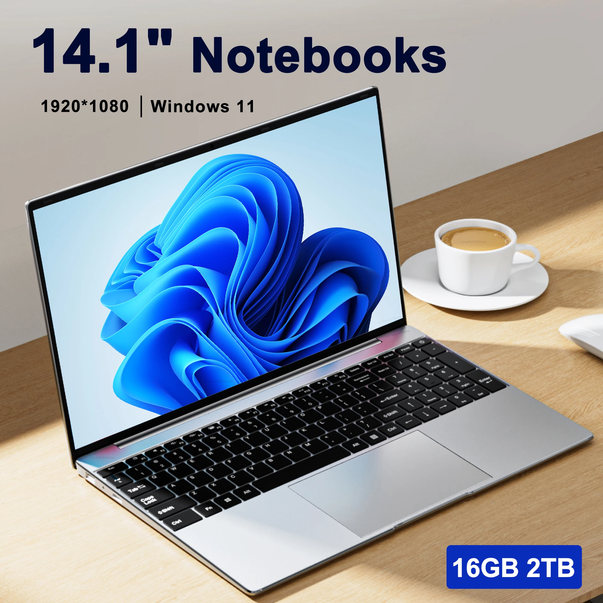 Ultra Slim Laptop 14.1″ 16GB RAM 2TB SSD Intel N3700 Notebook Gamer 1920*1080 Display Office Study Computer PC Windows 11 Pro