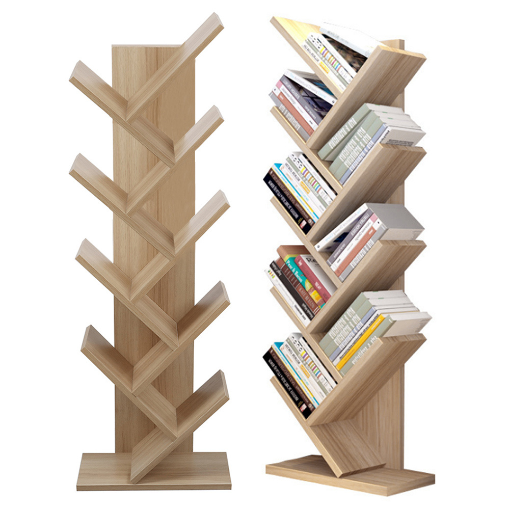 Rustic Standing Tree Bookshelf Wood Display Rack Kids Bookshelf Bookshelves for Home
