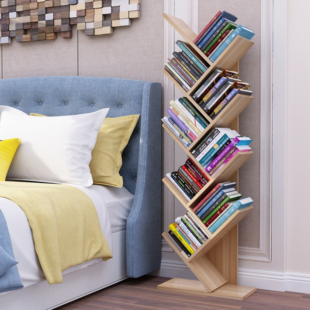 Rustic Standing Tree Bookshelf Wood Display Rack Kids Bookshelf Bookshelves for Home