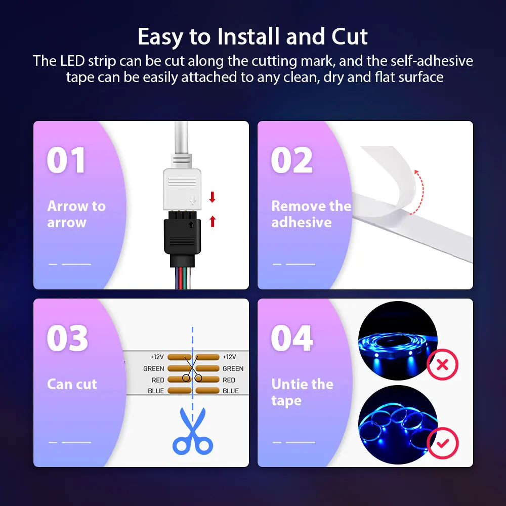 LED Strip Light RGB5050 Color Changing 5M-20M APP+Remote Home LED lighting, Color Changing LED Strip Lighting Music Sync,