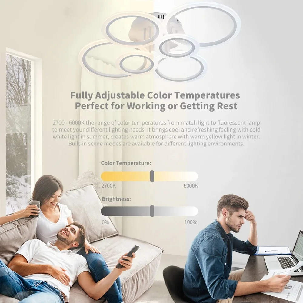 Modern LED Chandelier Home Lighting Ring Ceiling Mount Chandelier Living Room Bedroom Lighting Chandelier