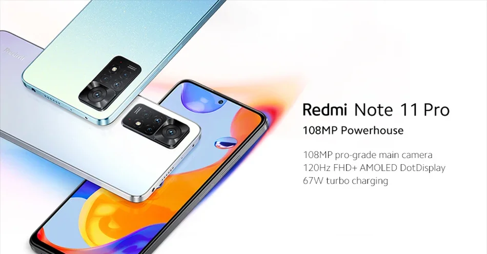 Global Rom Xiaomi Redmi Note 11 Pro 8GB 256GB MTK Helio G96 Octa Core 108MP Camera 120Hz Display NFC 5G Smartphone