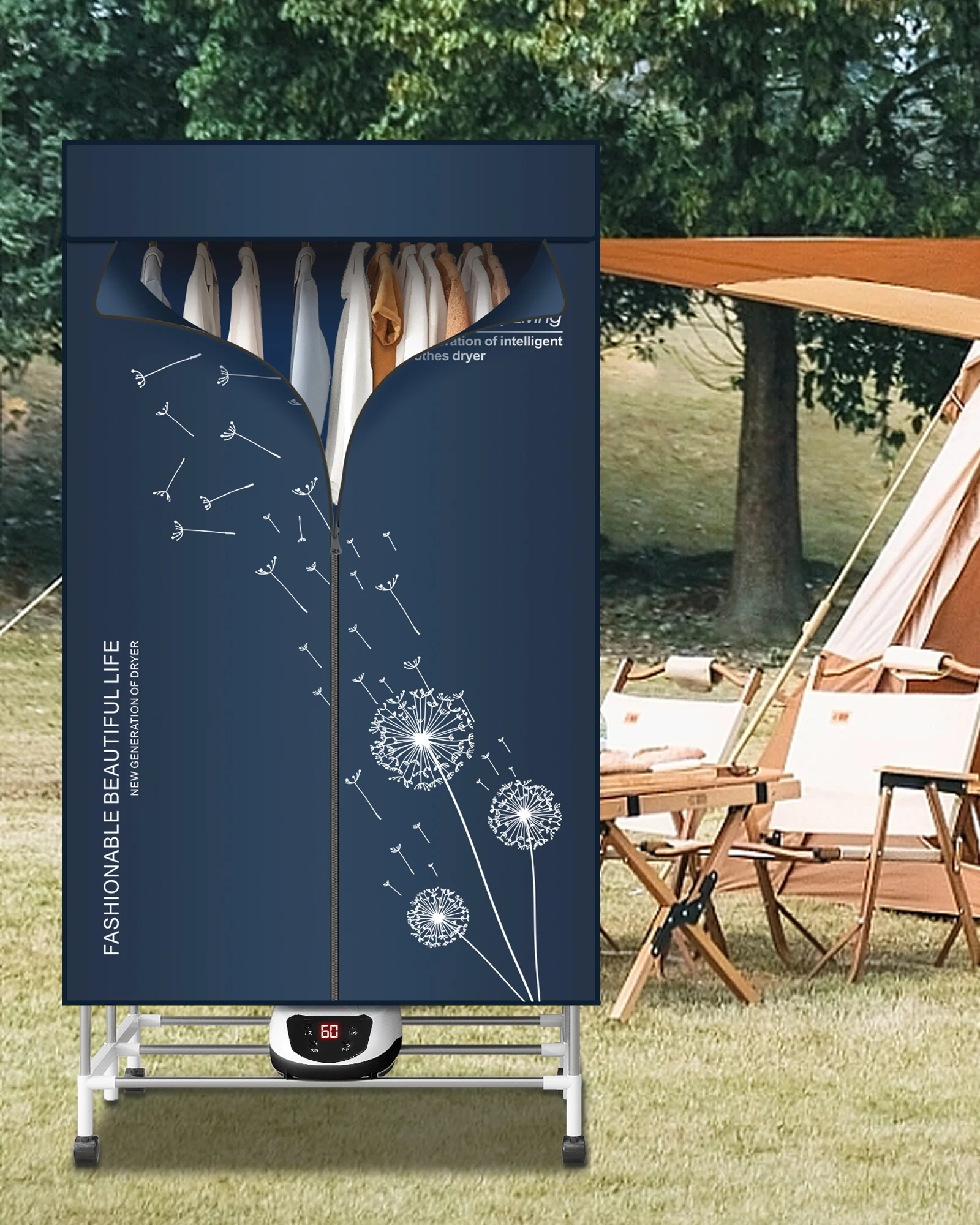 Portable Electric Clothes Dryer,220V-1500W Heated Clothes Airer, Heated Clothes Dryer with Timer, Electric Clothes Dryer