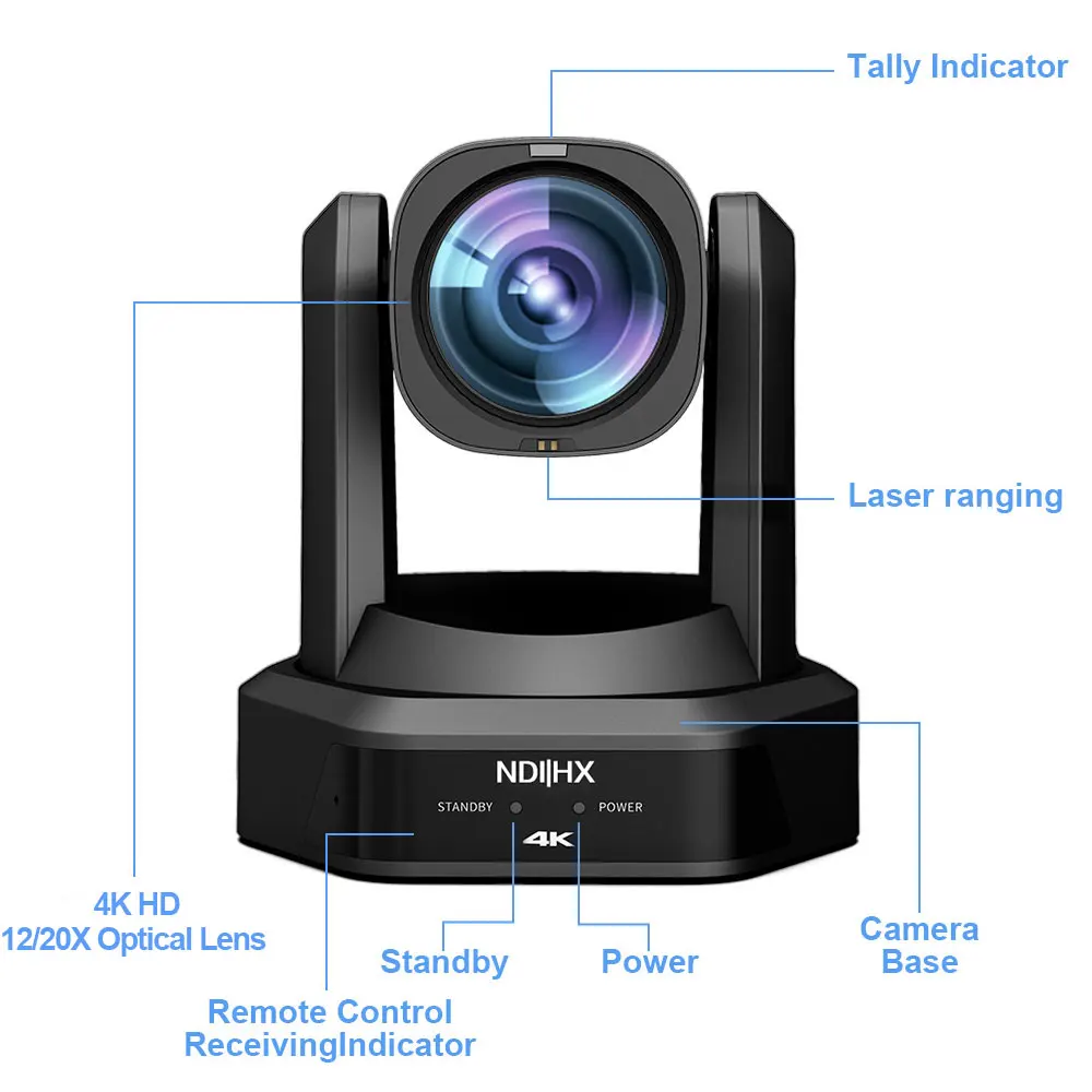 4K PTZ NDI Camera 12X 20X Optical Zoom AI Auto Tracking with PoE HDMI/SDI/USB/IP Live Streaming PTZ Camera for Church Services 4K PTZ NDI Camera 12X 20X Optical Zoom AI Auto Tracking with PoE HDMI/SDI/USB/IP Live Streaming PTZ Camera for Church Services