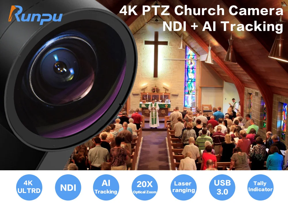 4K PTZ NDI Camera 12X 20X Optical Zoom AI Auto Tracking with PoE HDMI/SDI/USB/IP Live Streaming PTZ Camera for Church Services 4K PTZ NDI Camera 12X 20X Optical Zoom AI Auto Tracking with PoE HDMI/SDI/USB/IP Live Streaming PTZ Camera for Church Services