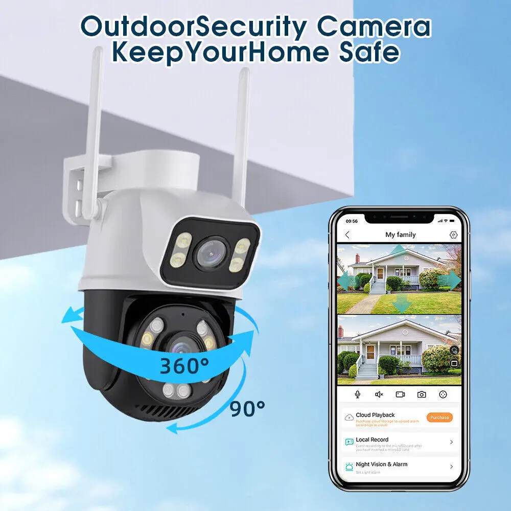 8MP Wireless IP Camera WIFI Outdoor CCTV PTZ Smart Home Security IR Cam IP66 4K