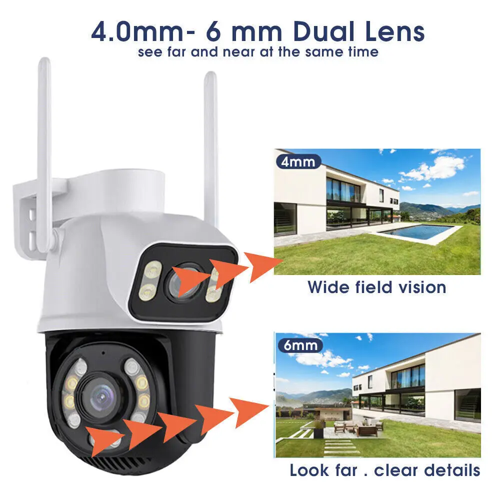 8MP Wireless IP Camera WIFI Outdoor CCTV PTZ Smart Home Security IR Cam IP66 4K