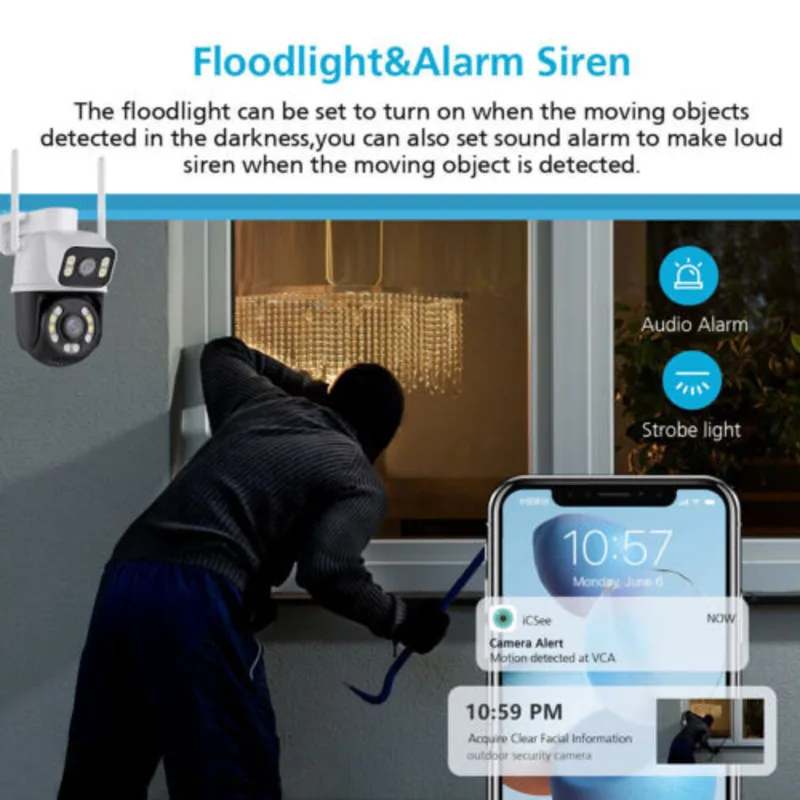 8MP Wireless IP Camera WIFI Outdoor CCTV PTZ Smart Home Security IR Cam IP66 4K