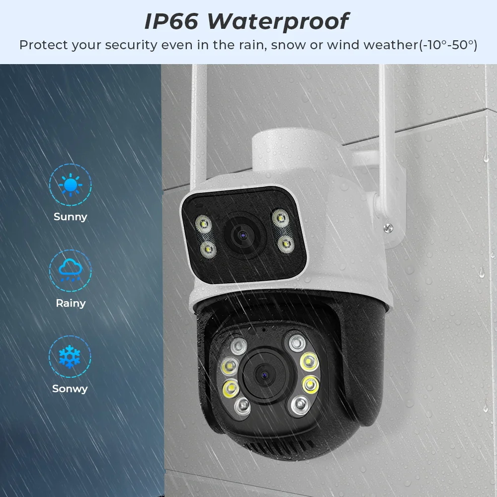 8MP Wireless IP Camera WIFI Outdoor CCTV PTZ Smart Home Security IR Cam IP66 4K
