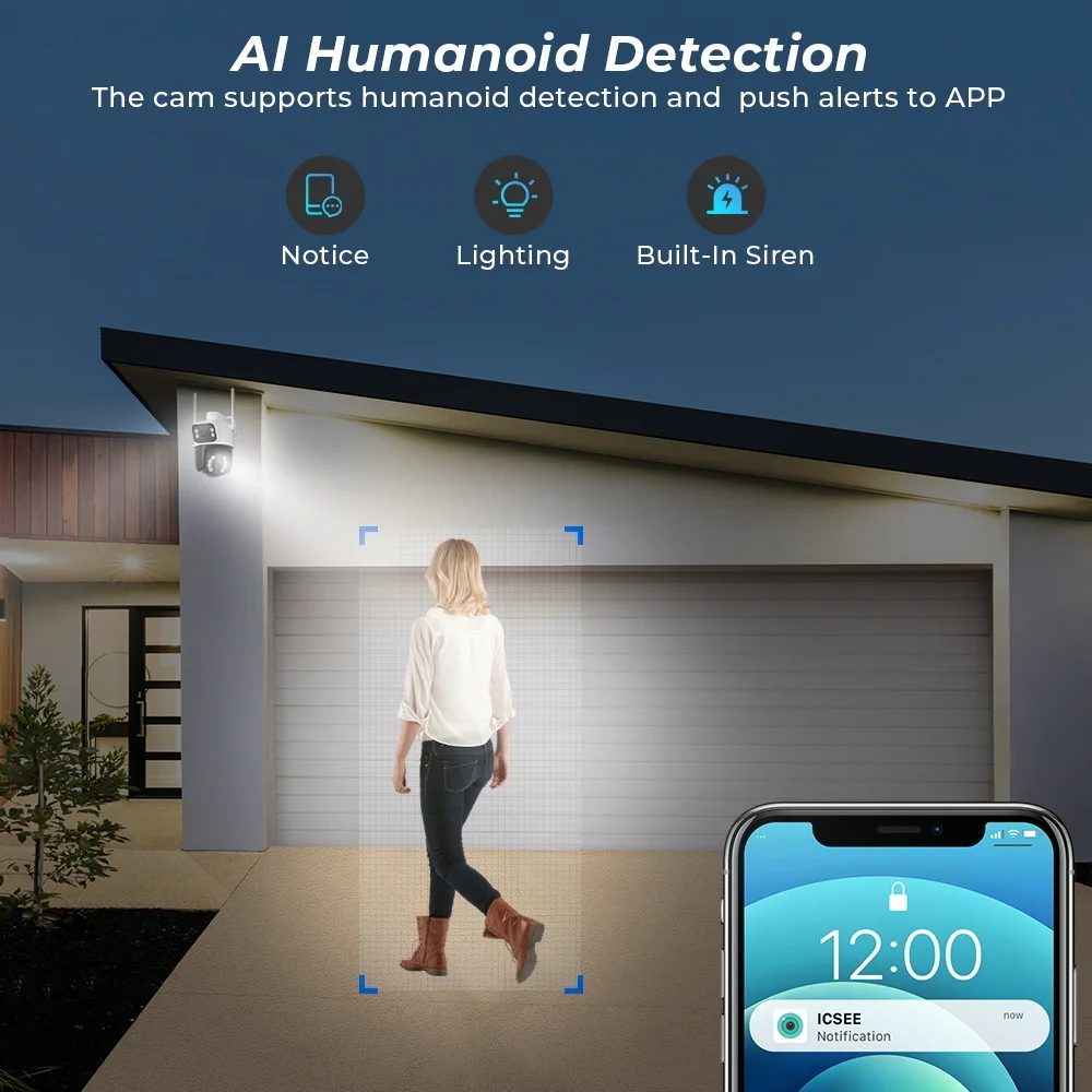 8MP Wireless IP Camera WIFI Outdoor CCTV PTZ Smart Home Security IR Cam IP66 4K