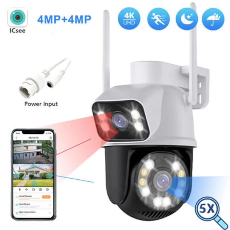 8MP Wireless IP Camera WIFI Outdoor CCTV PTZ Smart Home Security IR Cam IP66 4K