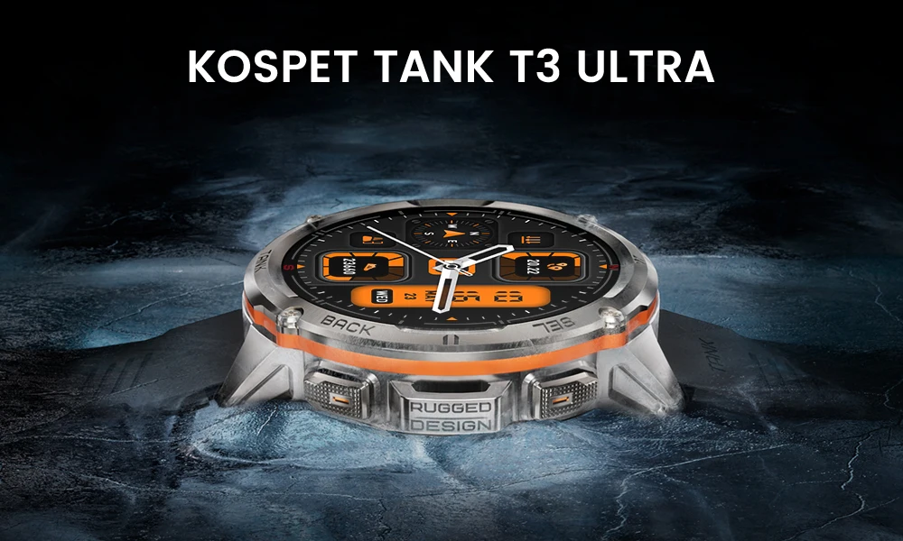 Original KOSPET TANK T3 Ultra Smart Watches For Men GPS Smartwatch Women 470mAh Electronic Fitness AMOLED AOD Bluetooth Watches
