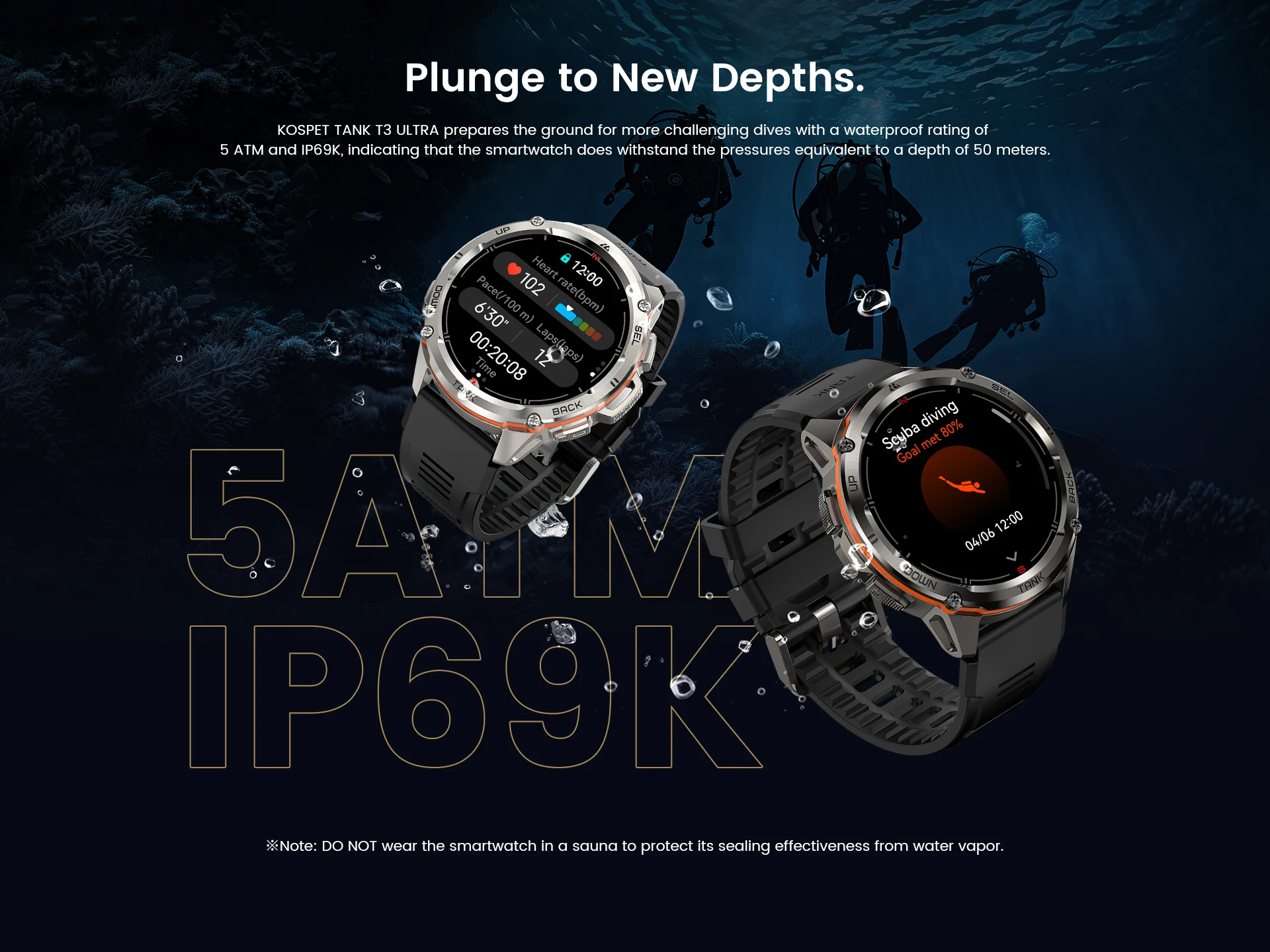 Original KOSPET TANK T3 Ultra Smart Watches For Men GPS Smartwatch Women 470mAh Electronic Fitness AMOLED AOD Bluetooth Watches