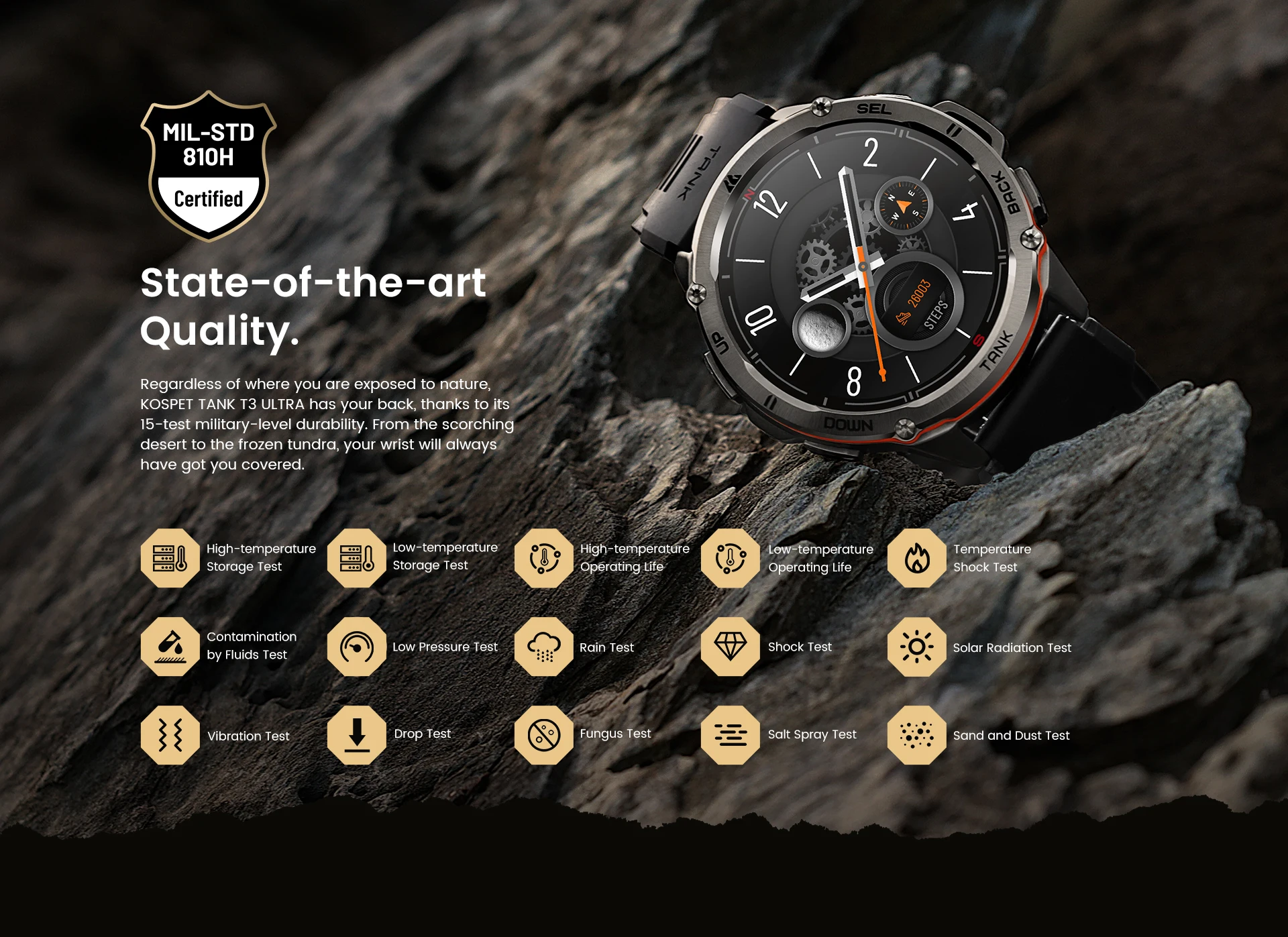 Original KOSPET TANK T3 Ultra Smart Watches For Men GPS Smartwatch Women 470mAh Electronic Fitness AMOLED AOD Bluetooth Watches