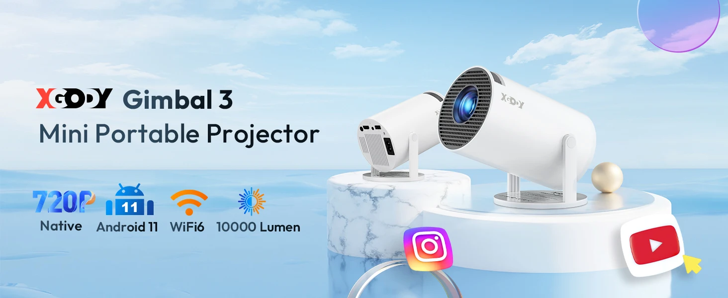 XGODY 4K Portable 10000LM Projector 1080P HD LED Mini WiFi Video Home Theater Cinema HDMI Office