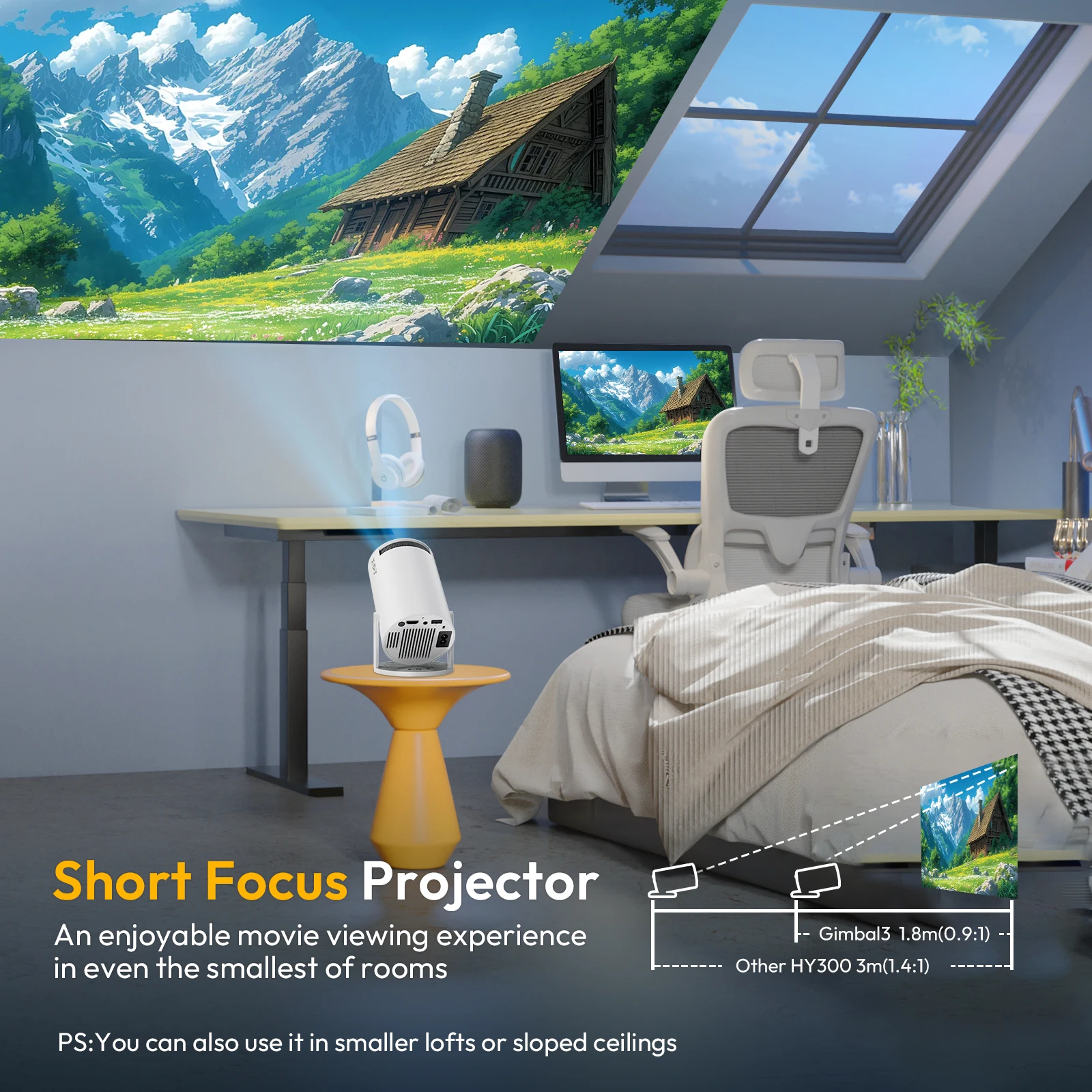 XGODY 4K Portable 10000LM Projector 1080P HD LED Mini WiFi Video Home Theater Cinema HDMI Office