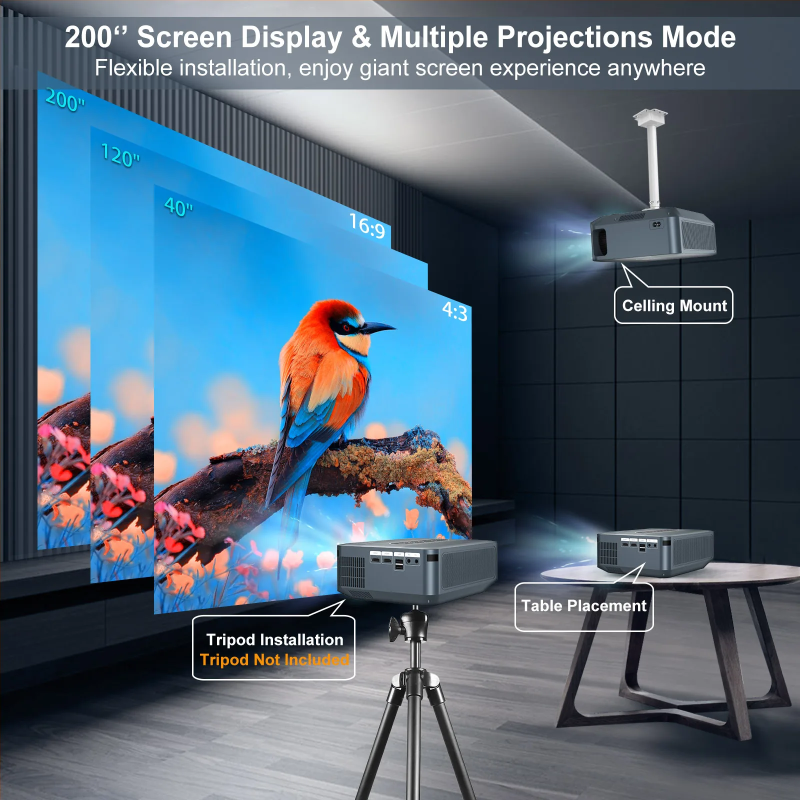 2024 XGDOY 4K 1080P LED Projector 5G Wifi 12000lm Home Theater Cinema Video for Android Laptop