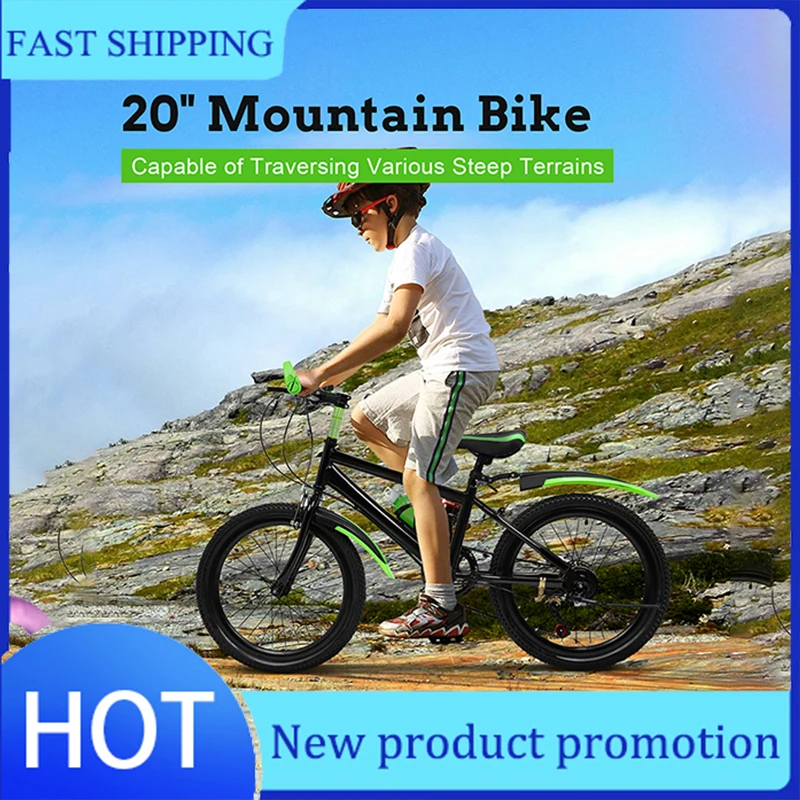 Child 7 Speed Bicycle 20″ High Carbon Steel Kids Bike w/ Double Disc Brake Children High-Quality City Bike