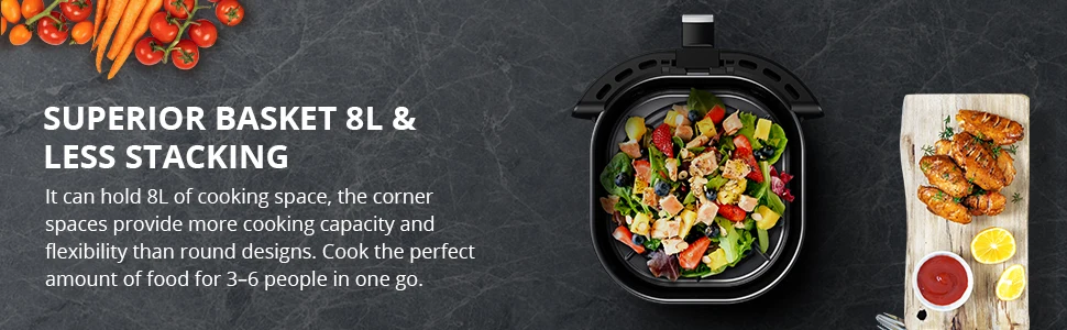 Air Fryer, 8QT Airfryer Oven with Viewing Window Oilless Cooker with Digital Display 8 Cooking Presets Dishwasher Safe black