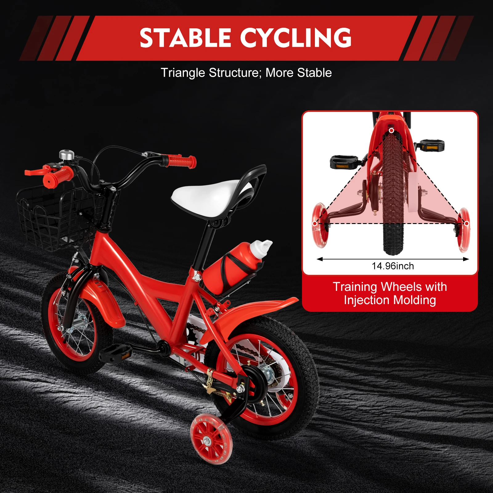 12″inch Blue Kids Boys Bike Bicycle Wheel Bicycle with Removable Stabilisers Fit Beginner Toddler Training Bicycle