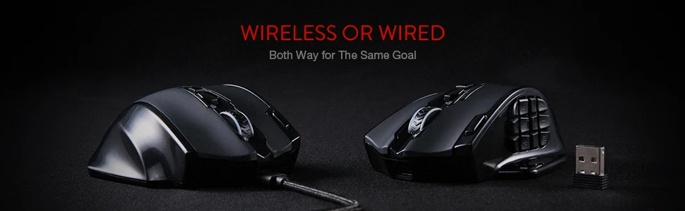 Redragon M913 Gaming 16000 DPI Wired 2.4Ghz Wireless RGB Optical Gamer Mice 16 Programmable Buttons, Black/White Mouse